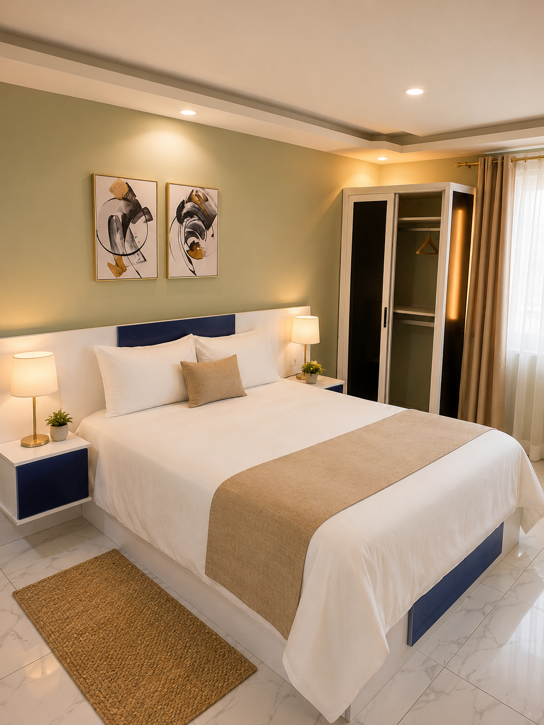 Détail d'une chambre élégante à Saly